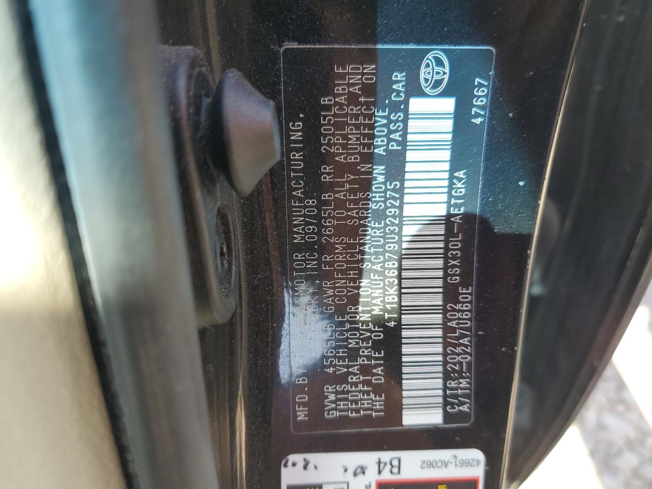 4T1BK36B79U329275 2009 Toyota Avalon Xl