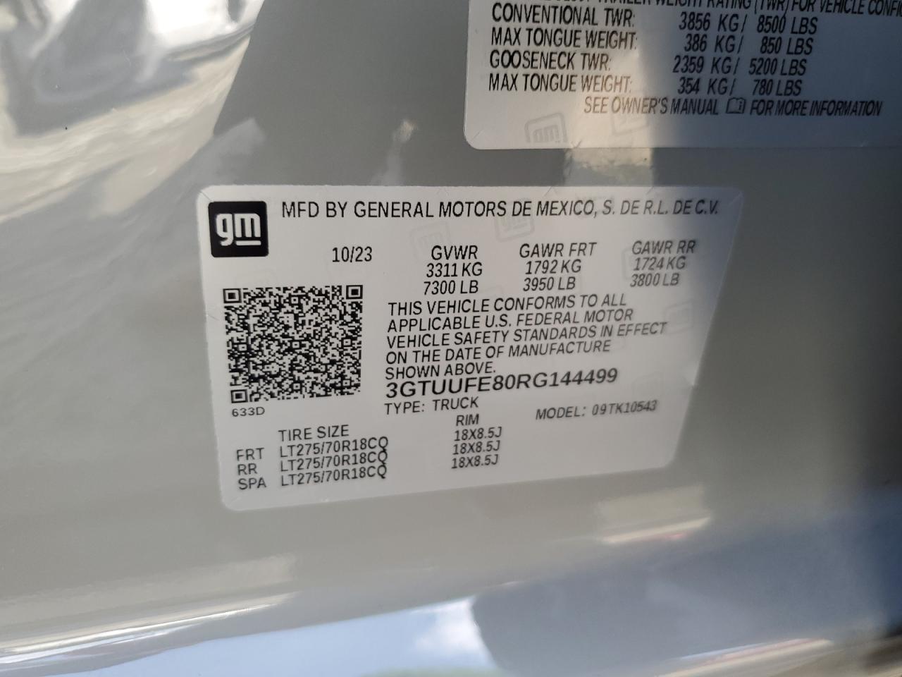 2024 GMC Sierra K1500 At4X VIN: 3GTUUFE80RG144499 Lot: 68990784