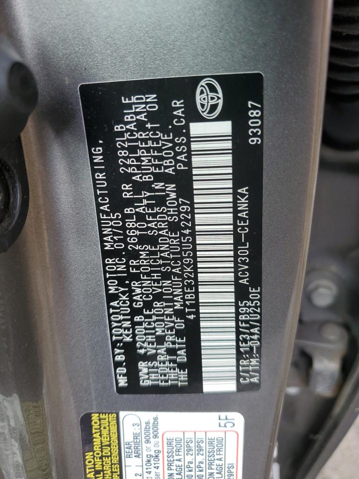 2005 Toyota Camry Le VIN: 4T1BE32K95U542297 Lot: 67528624