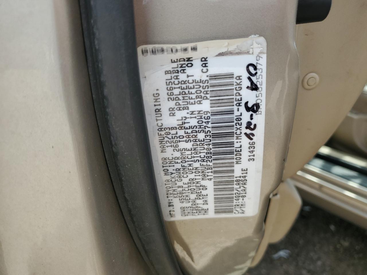 4T1BF28B04U357469 2004 Toyota Avalon Xl