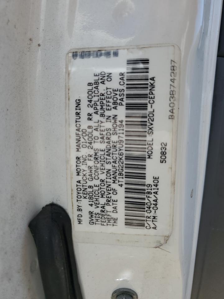 4T1BG22K6YU971194 2000 Toyota Camry Ce