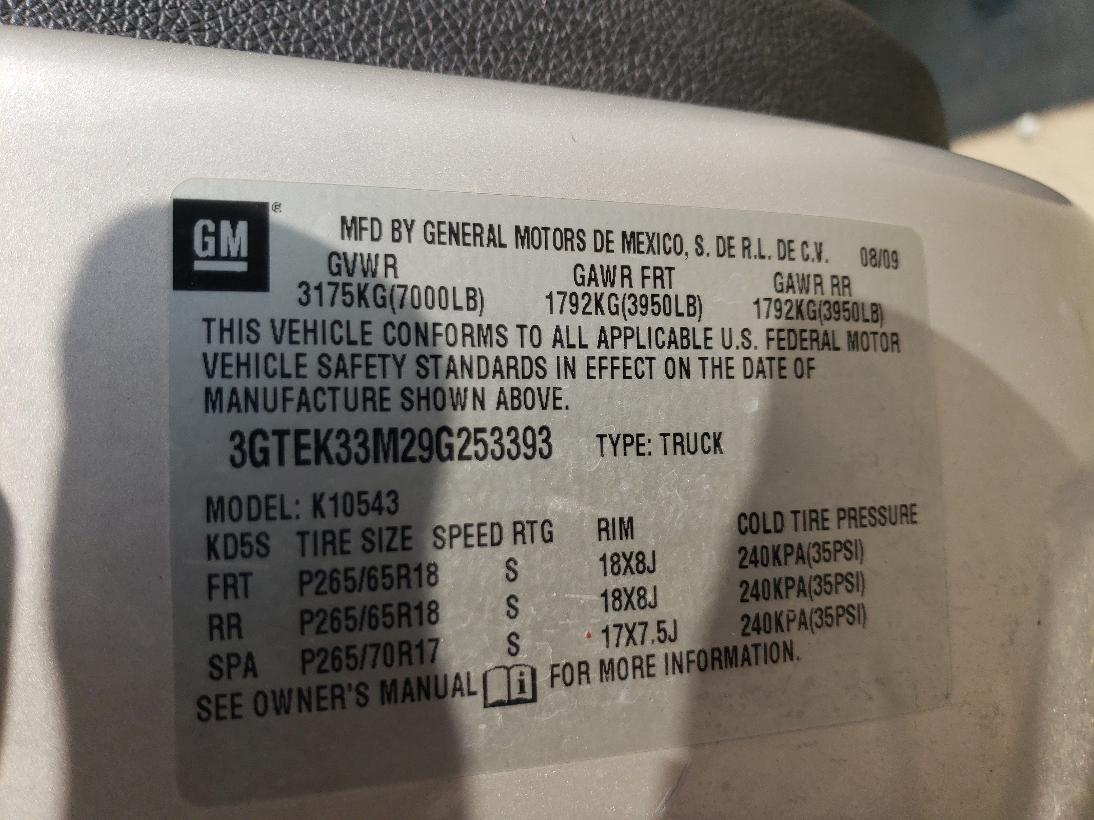 3GTEK33M29G253393 2009 GMC Sierra K1500 Slt