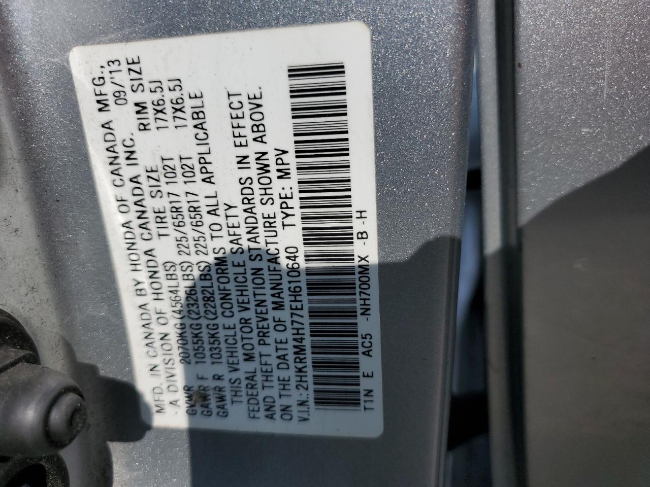 2HKRM4H77EH610640 2014 Honda Cr-V Exl