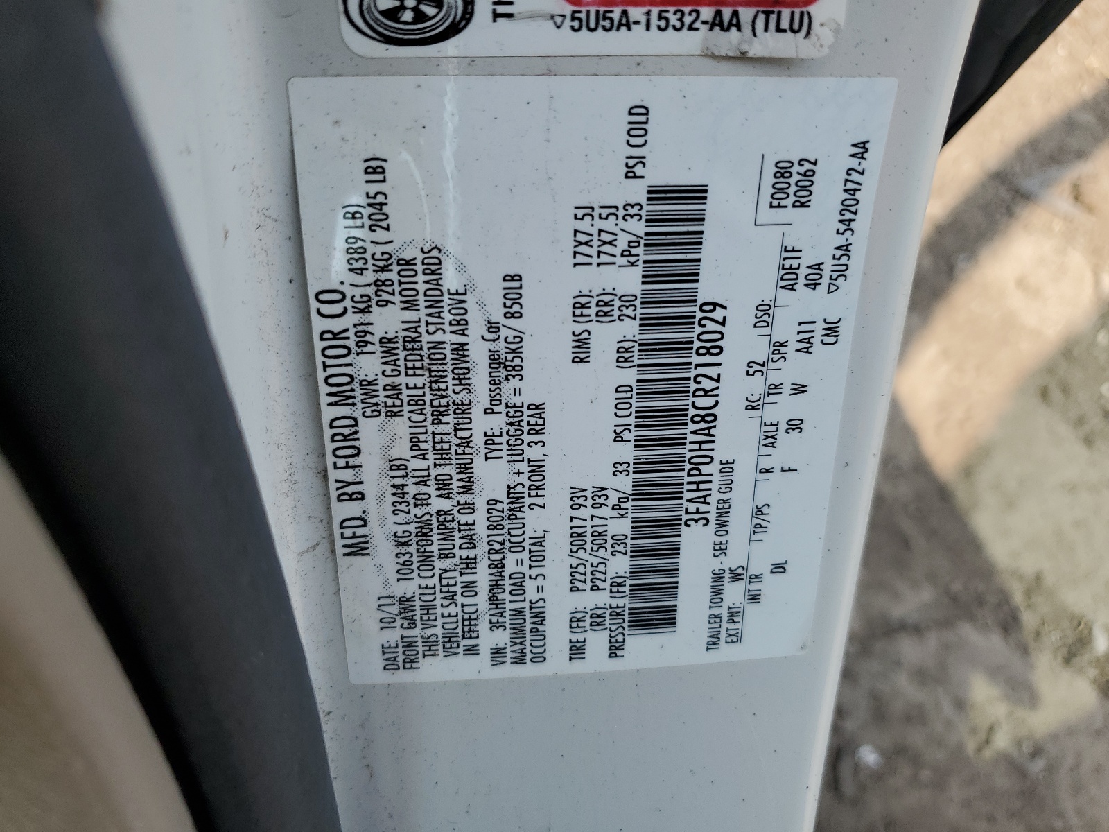 3FAHP0HA8CR218029 2012 Ford Fusion Se