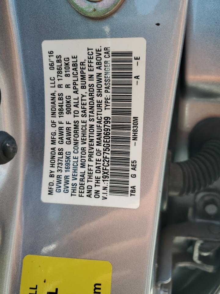 19XFC2F75GE069799 2016 Honda Civic Ex