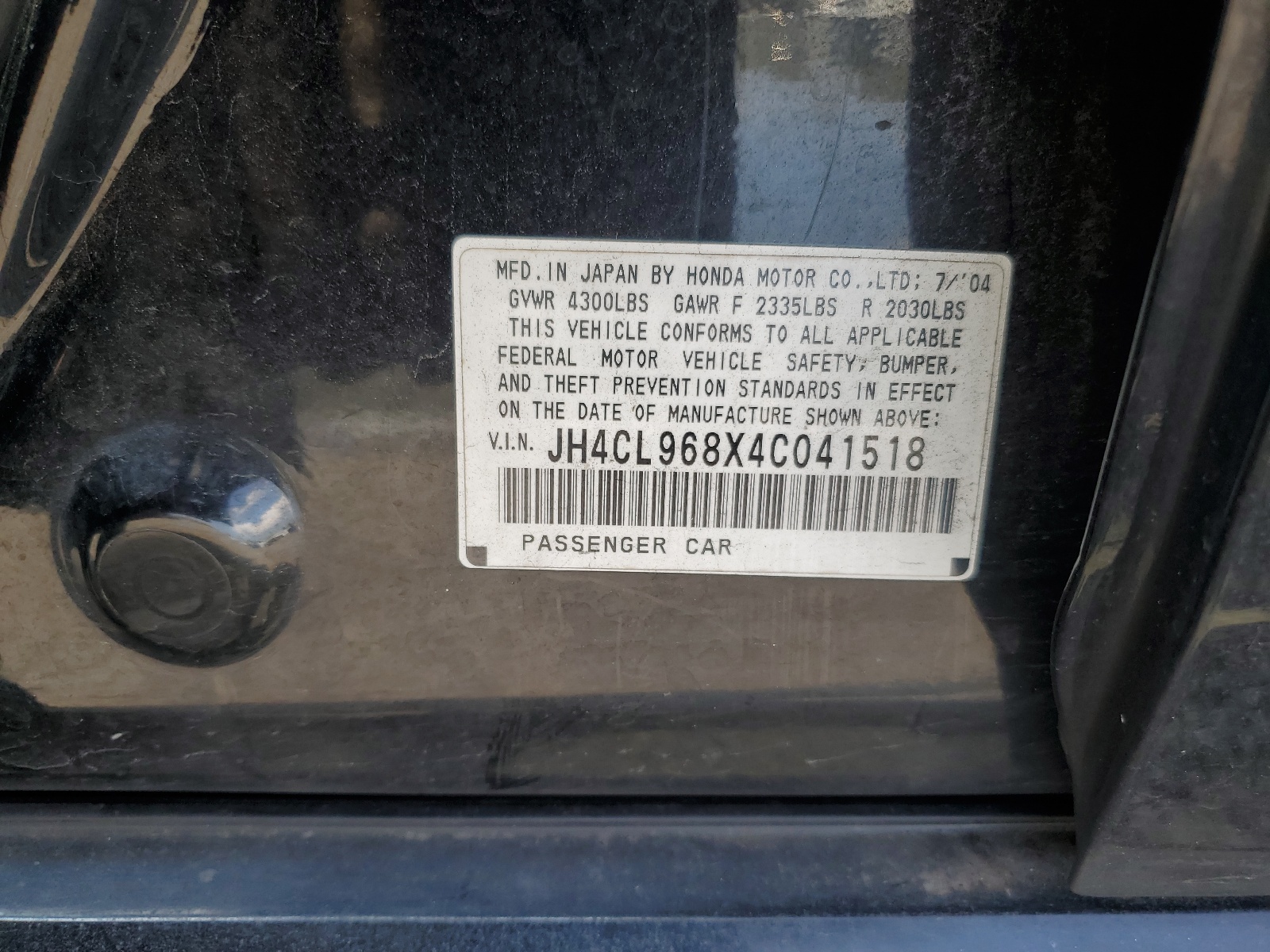 JH4CL968X4C041518 2004 Acura Tsx