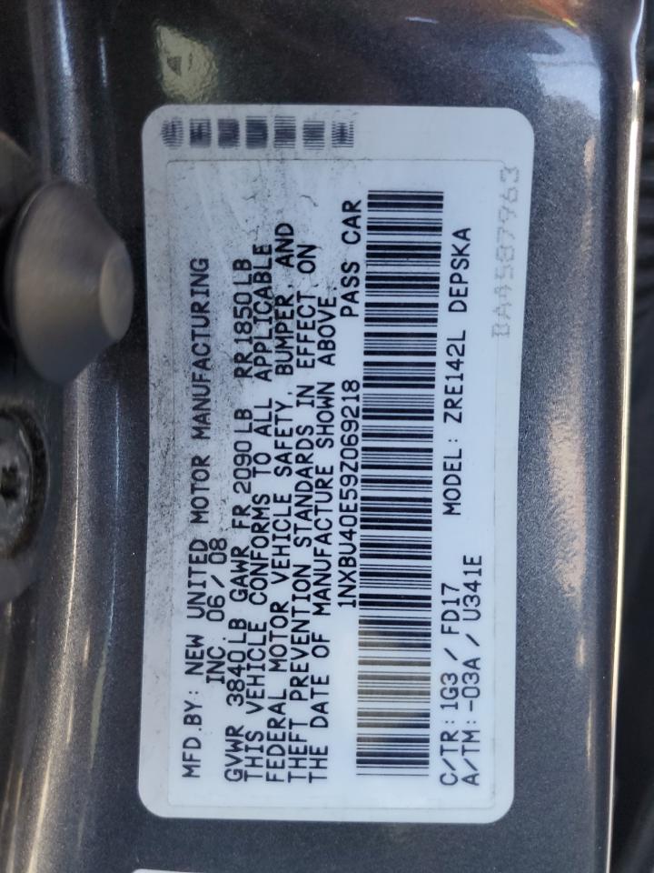 2009 Toyota Corolla Base VIN: 1NXBU40E59Z069218 Lot: 66927694