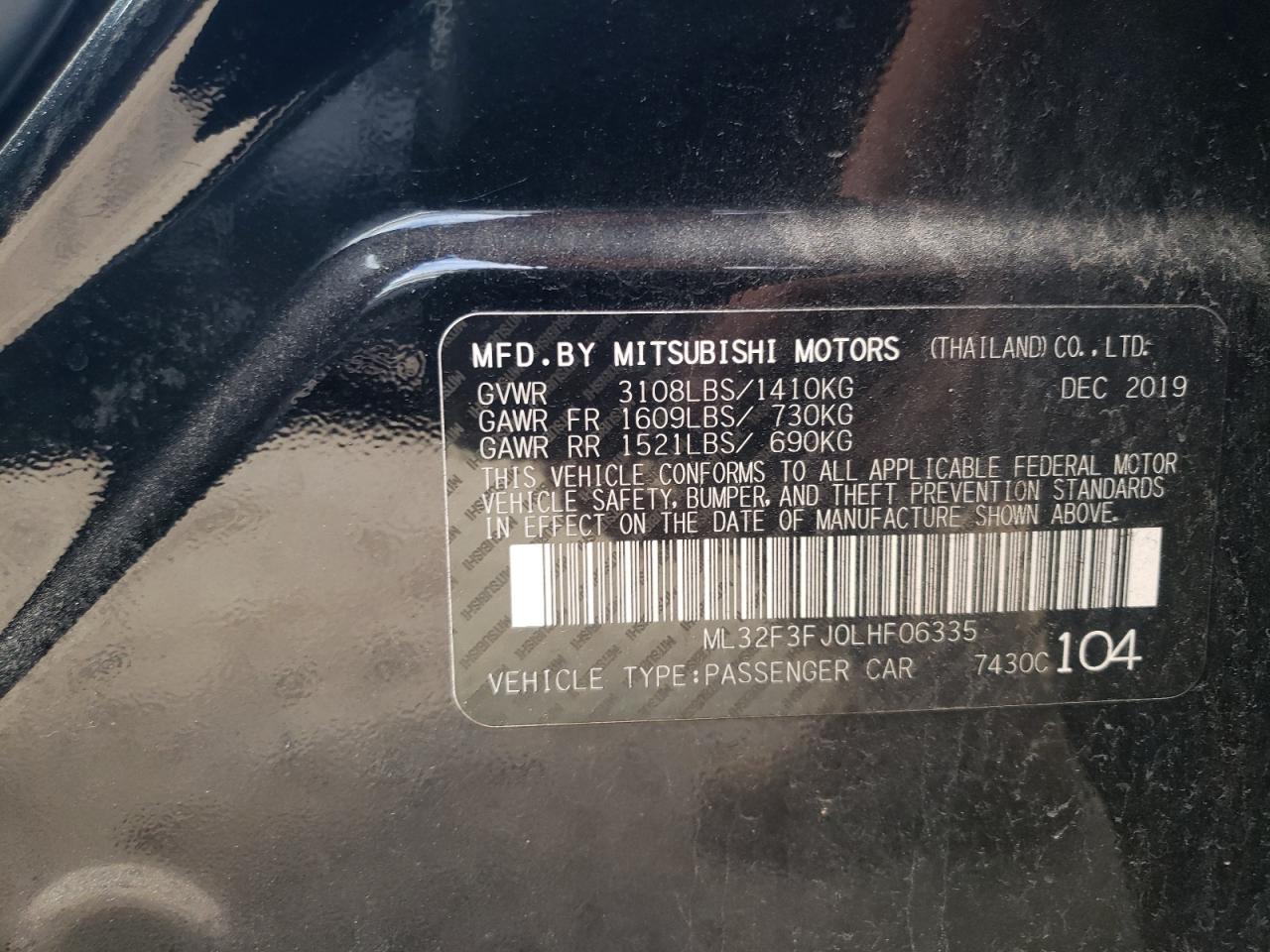 ML32F3FJ0LHF06335 2020 Mitsubishi Mirage G4 Es