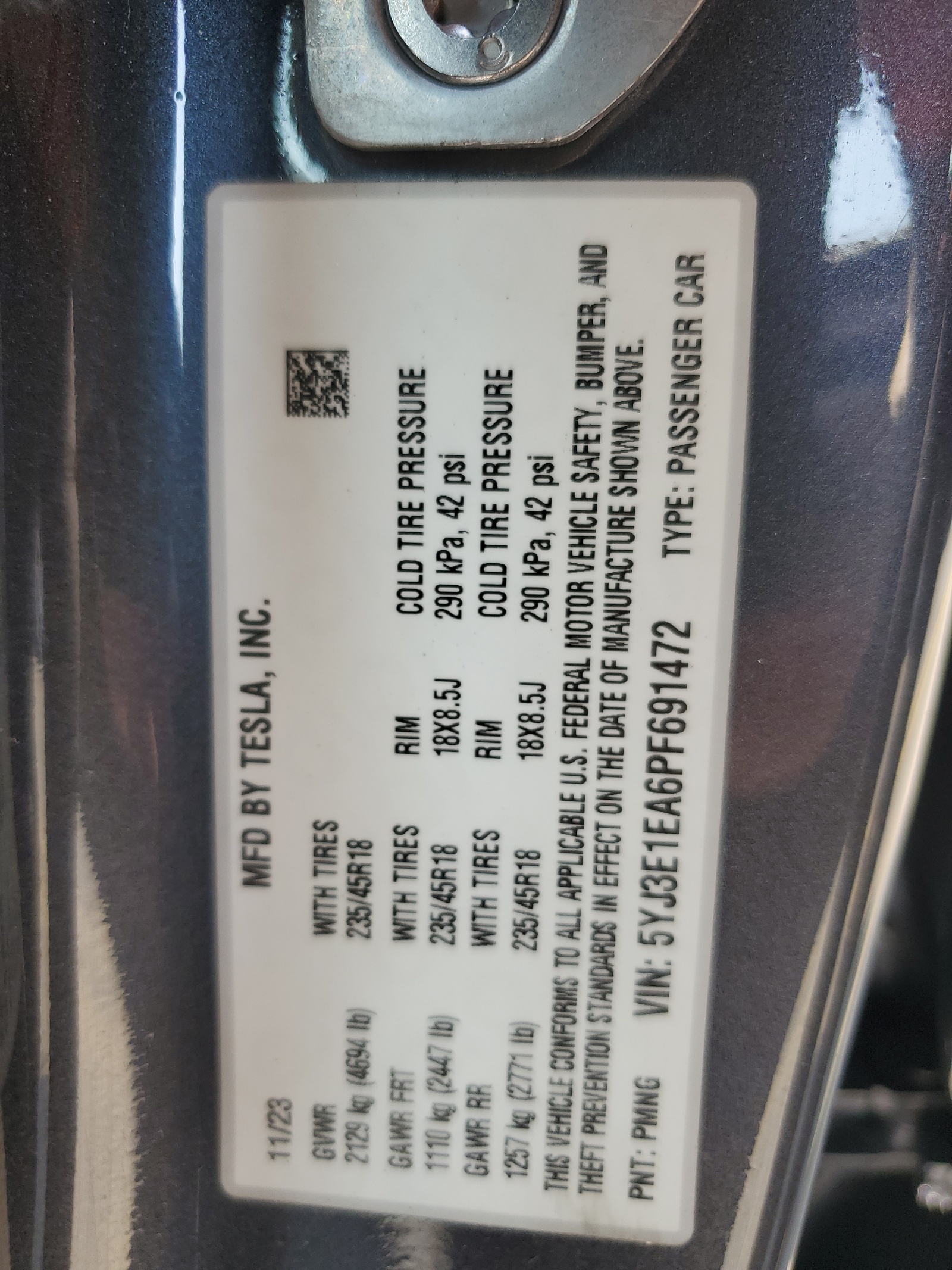 5YJ3E1EA6PF691472 2023 Tesla Model 3