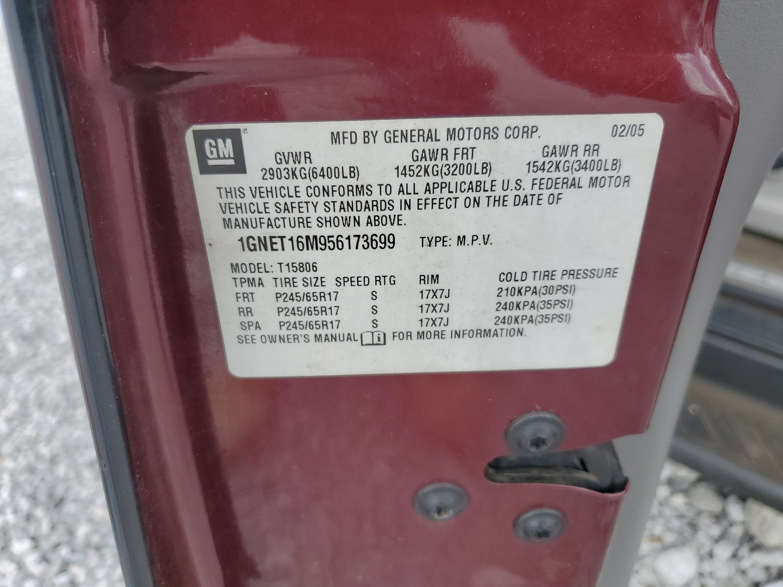 1GNET16M956173699 2005 Chevrolet Trailblazer Ext Ls