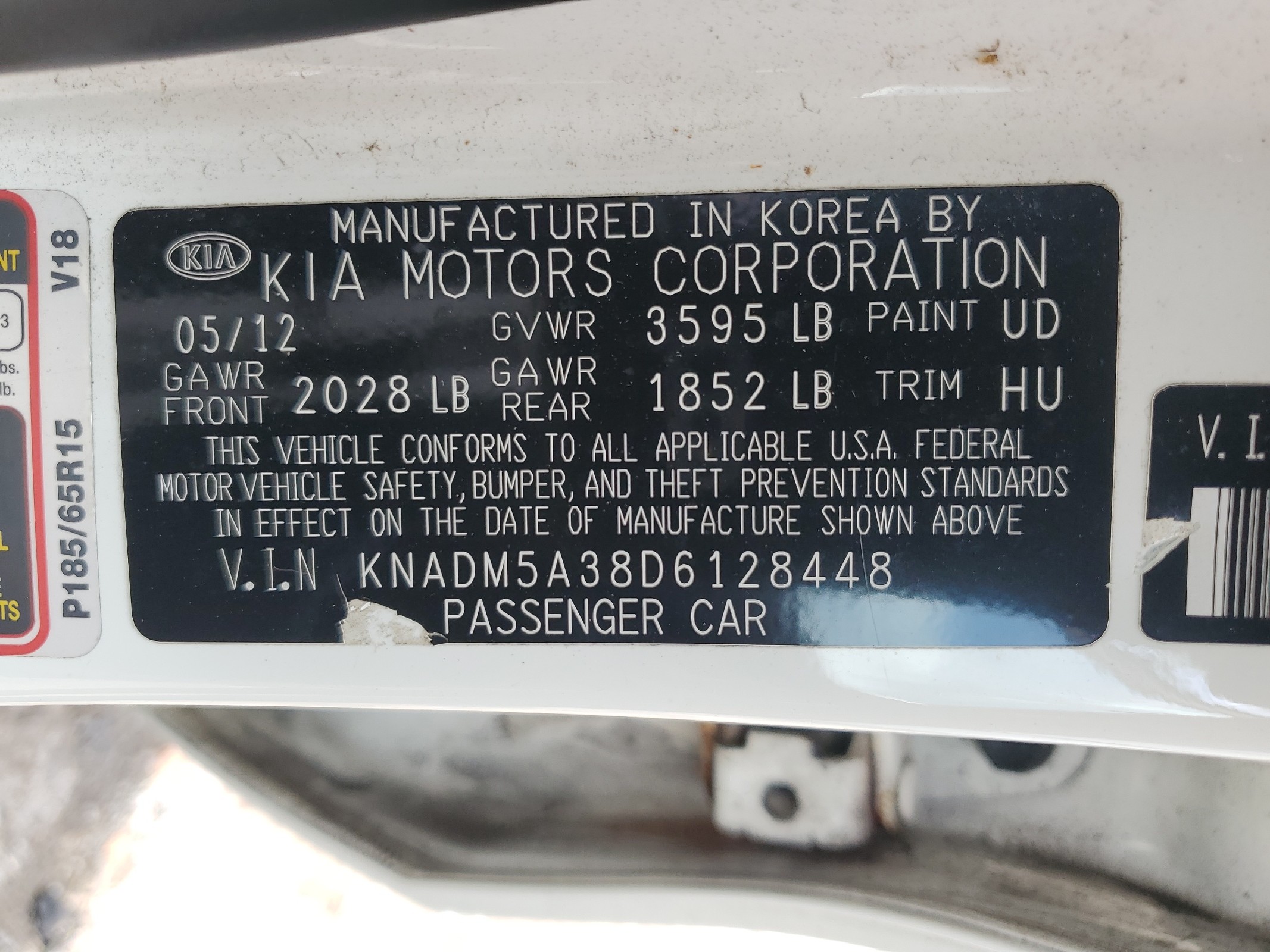 KNADM5A38D6128448 2013 Kia Rio Lx