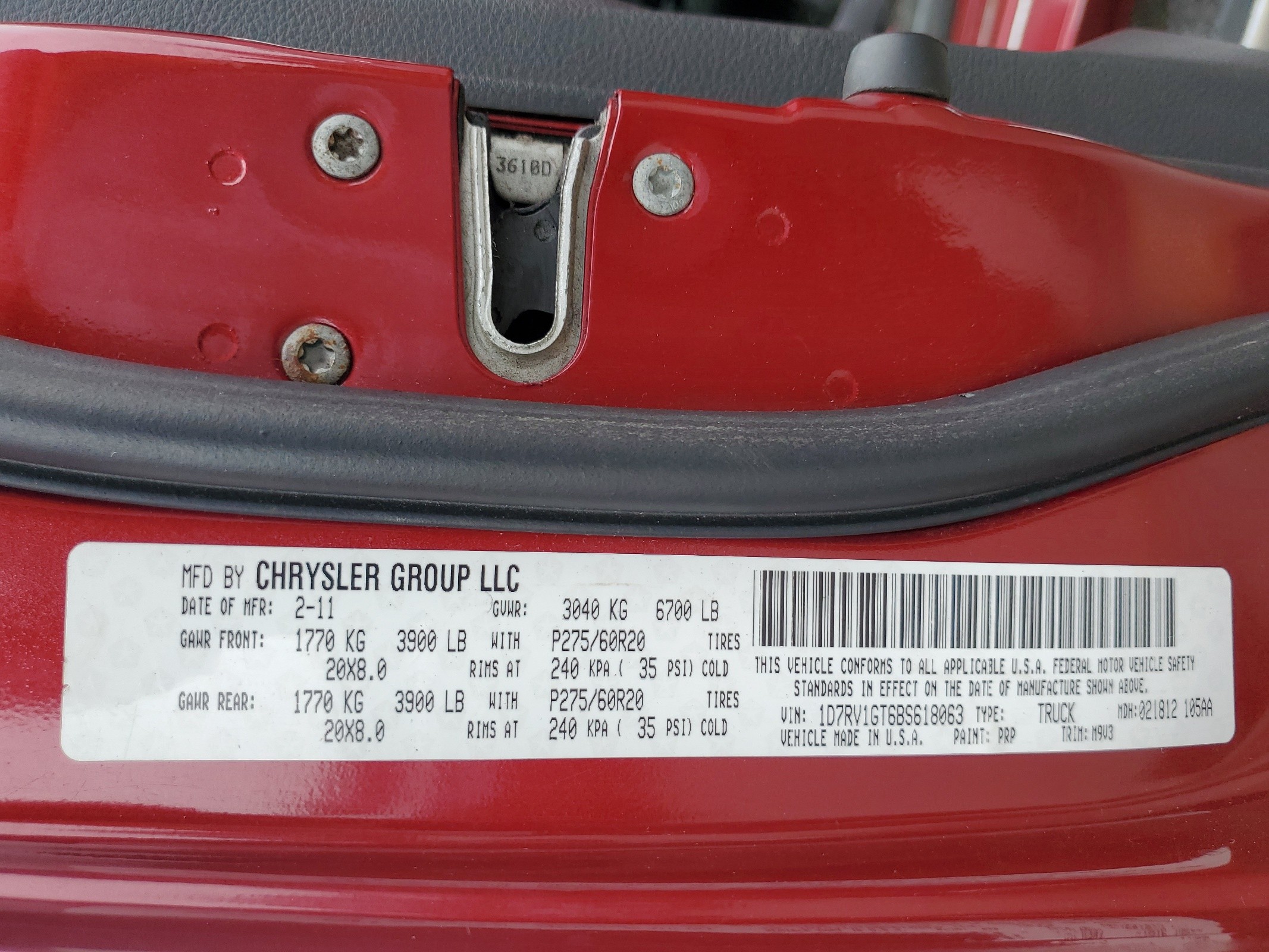 1D7RV1GT6BS618063 2011 Dodge Ram 1500