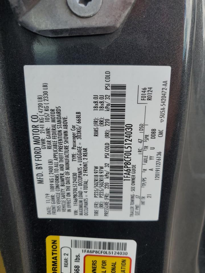 2020 Ford Mustang Gt VIN: 1FA6P8CF0L5124030 Lot: 67066144