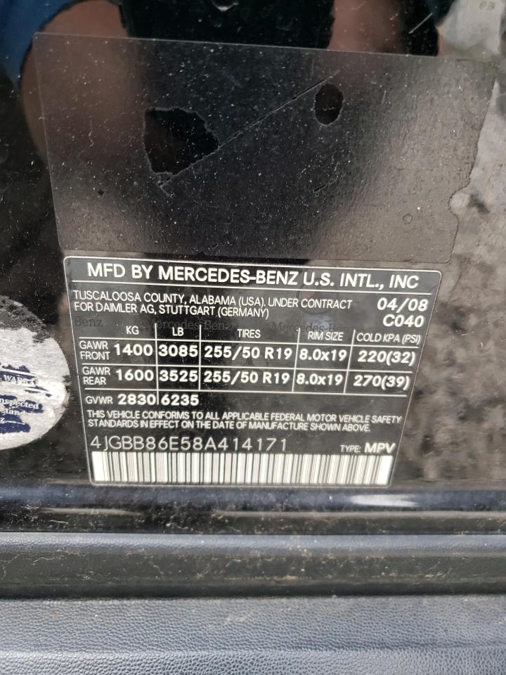 2008 Mercedes-Benz Ml 350 VIN: 4JGBB86E58A414171 Lot: 66430314