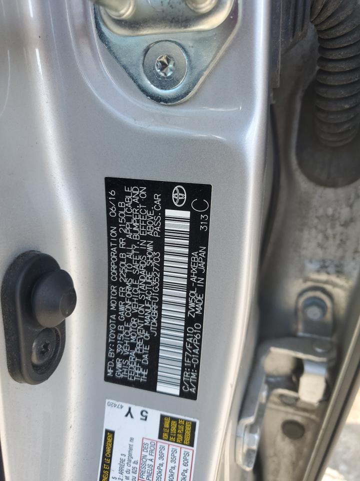 2016 Toyota Prius VIN: JTDKBRFU1G3527703 Lot: 65366644