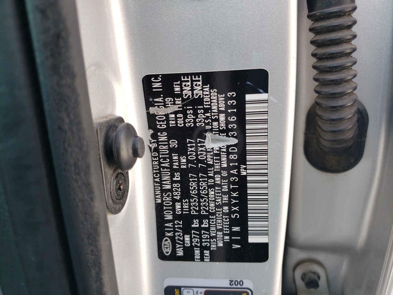 5XYKT3A18DG336133 2013 Kia Sorento Lx