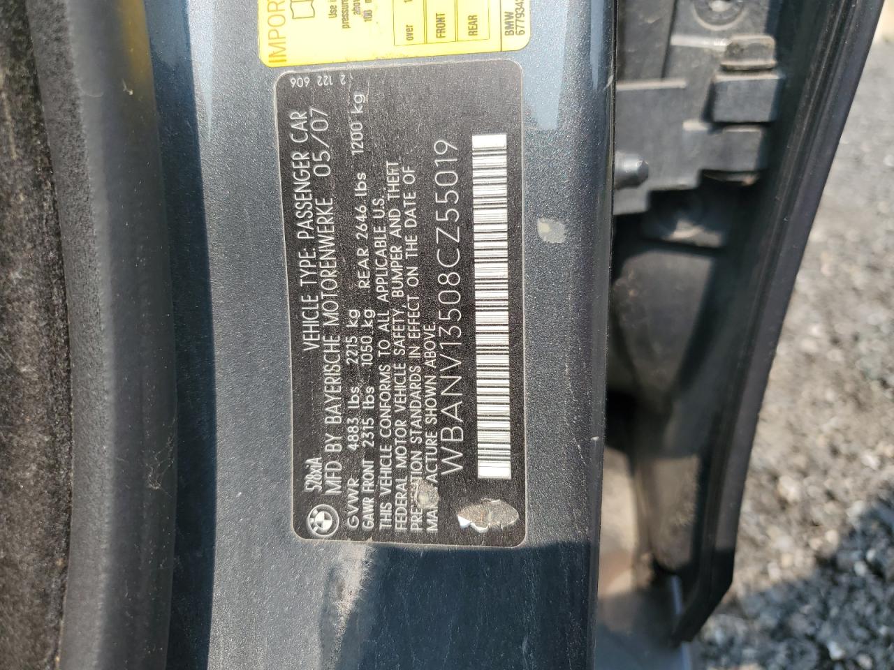 2008 BMW 528 Xi VIN: WBANV13508CZ55019 Lot: 66727404