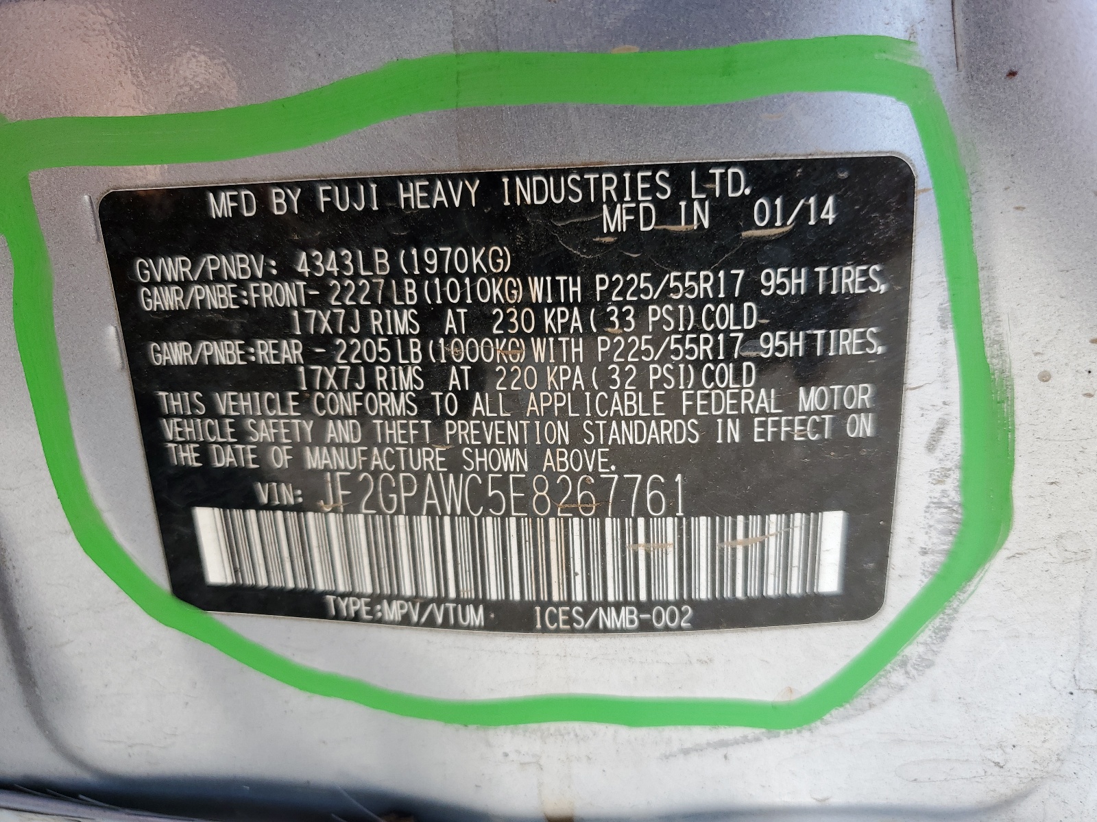 JF2GPAWC5E8267761 2014 Subaru Xv Crosstrek 2.0 Premium