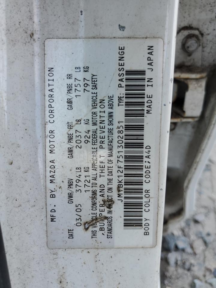 JM1BK12F751302851 2005 Mazda 3 I