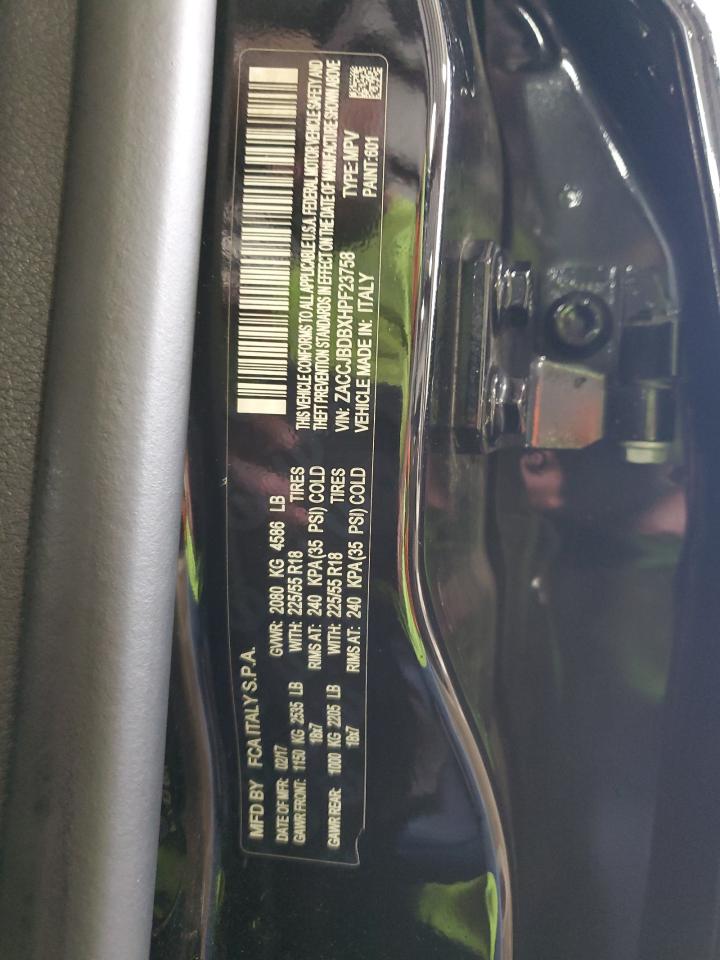 2017 Jeep Renegade Limited VIN: ZACCJBDBXHPF23758 Lot: 65596254