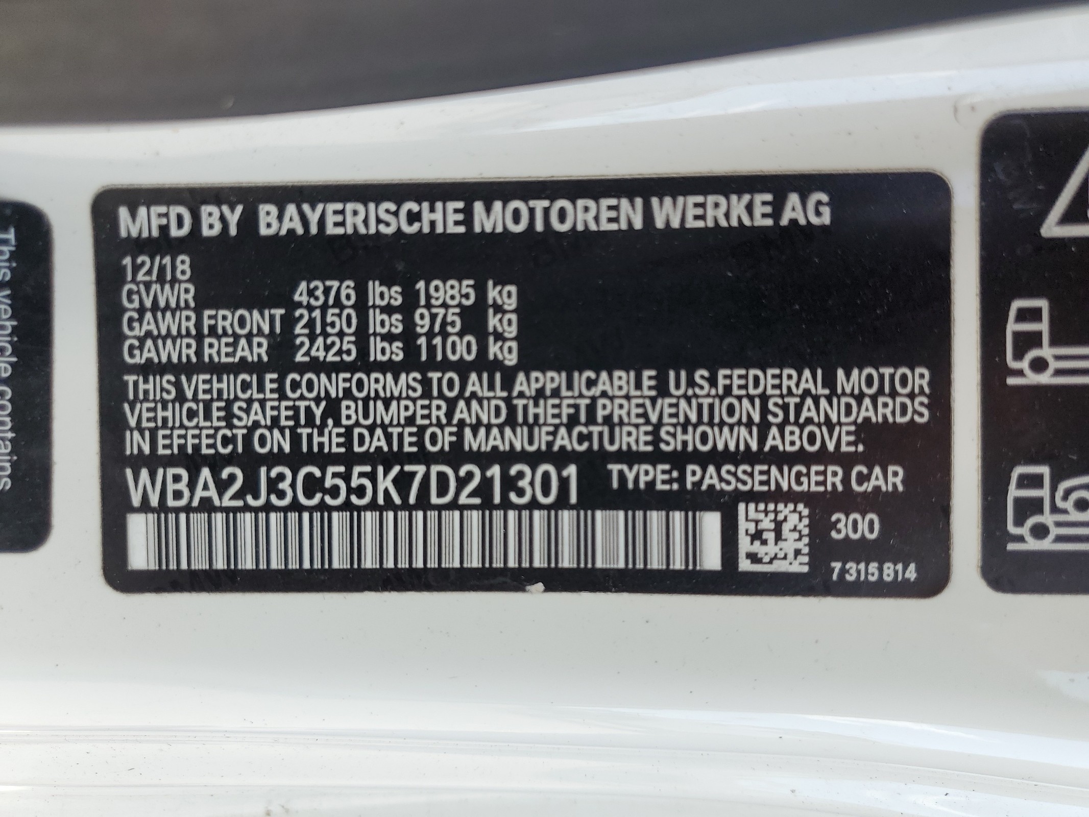 WBA2J3C55K7D21301 2019 BMW 230Xi