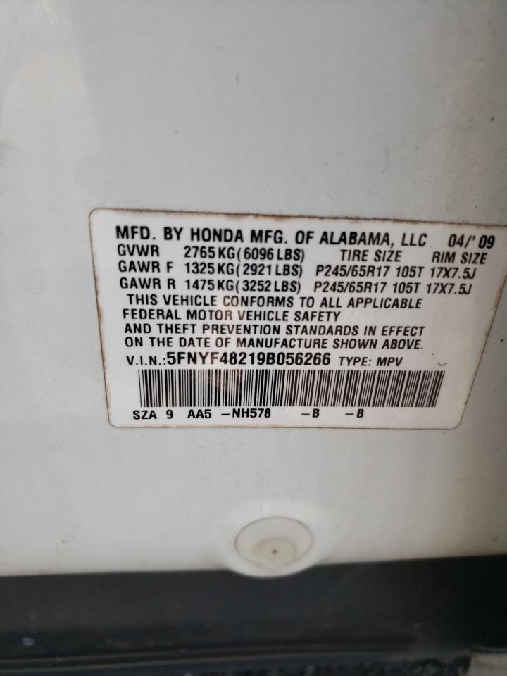 2009 Honda Pilot Lx VIN: 5FNYF48219B056266 Lot: 67521494