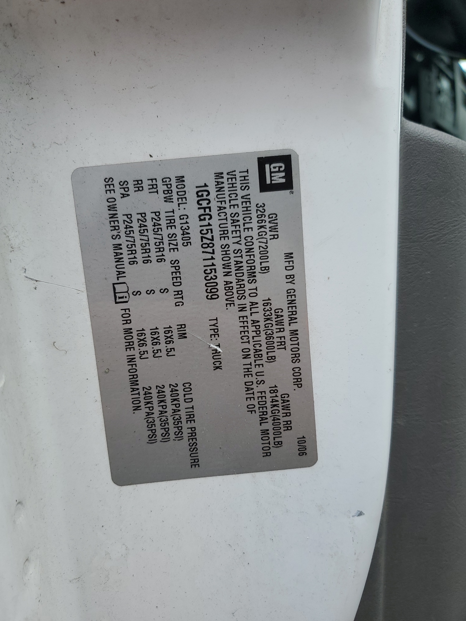 1GCFG15Z871153099 2007 Chevrolet Express G1500