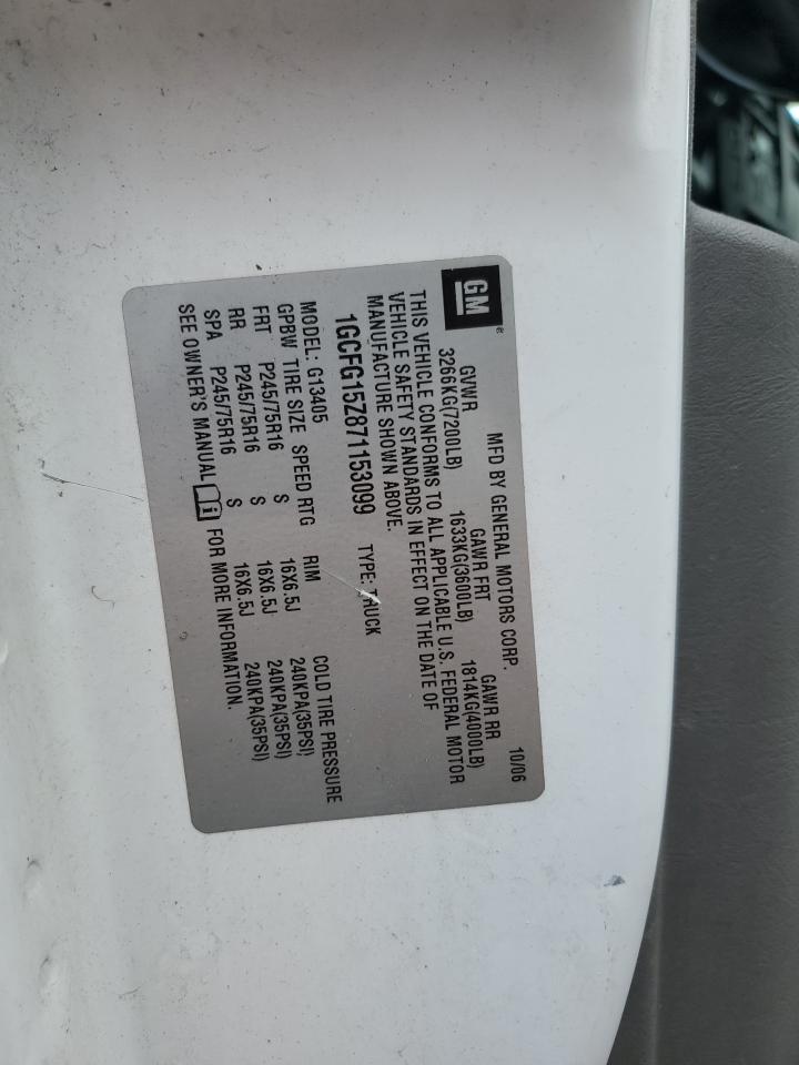 2007 Chevrolet Express G1500 VIN: 1GCFG15Z871153099 Lot: 66373814