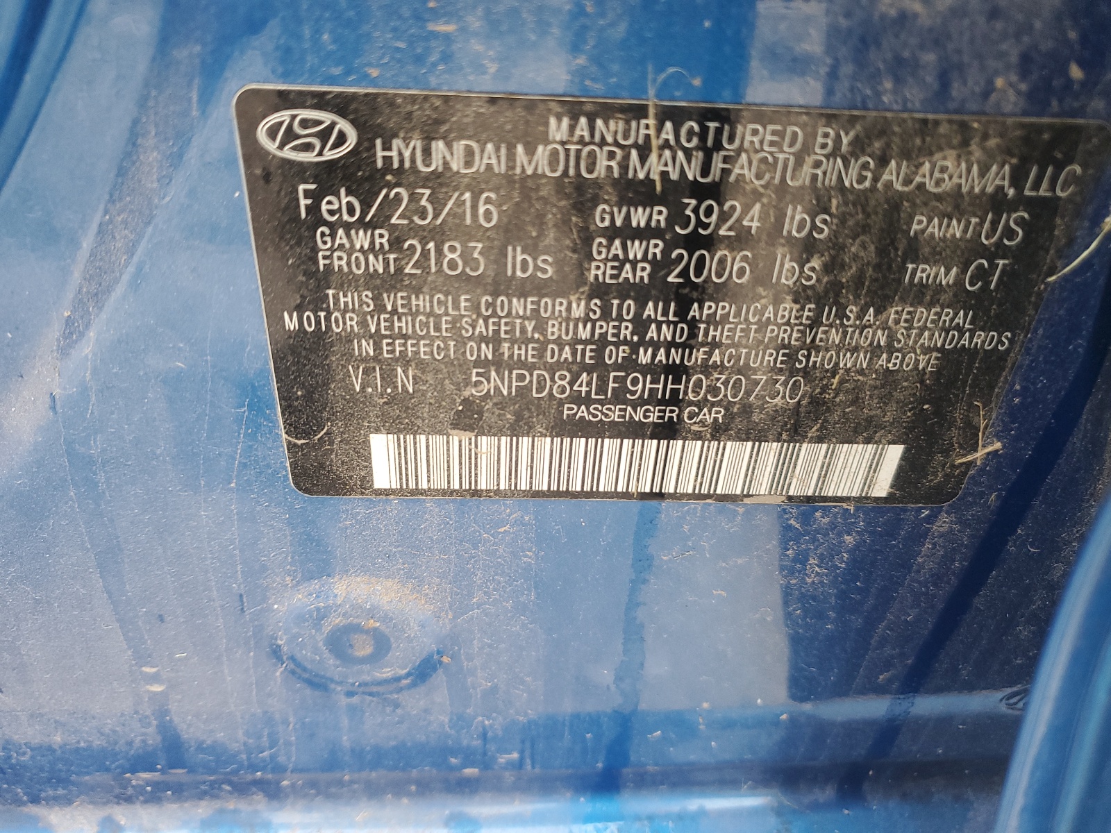 5NPD84LF9HH030730 2017 Hyundai Elantra Se