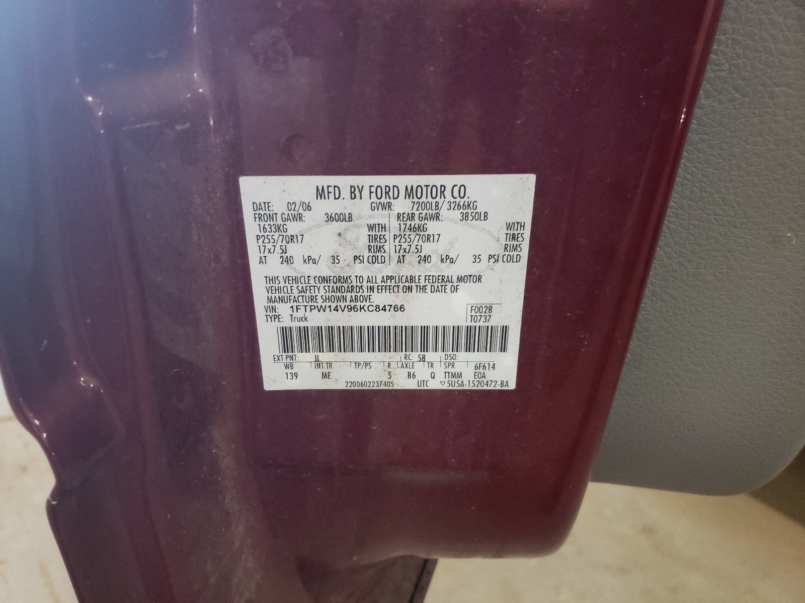 1FTPW14V96KC84766 2006 Ford F150 Supercrew