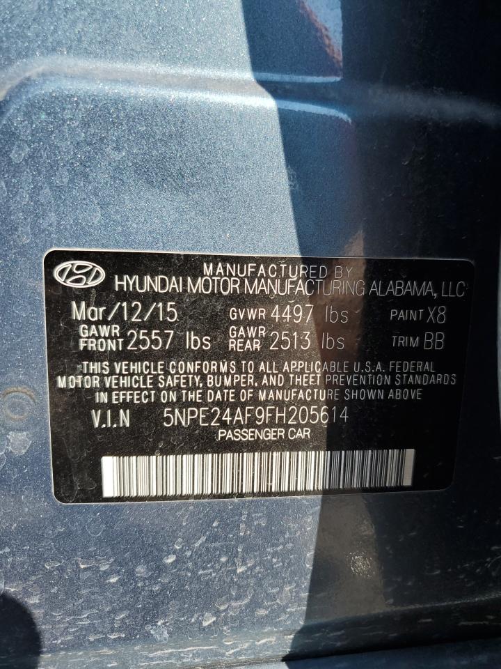 2015 Hyundai Sonata Se VIN: 5NPE24AF9FH205614 Lot: 66852104