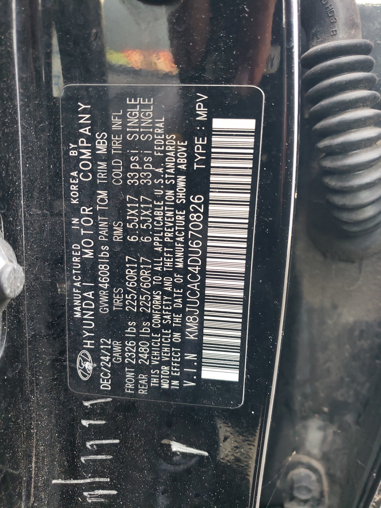 KM8JUCAC4DU670826 2013 Hyundai Tucson Gls