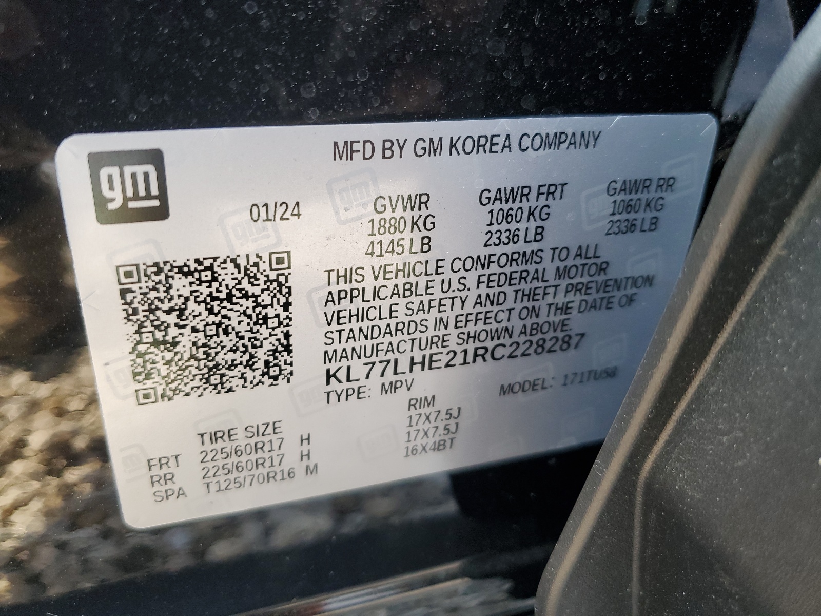 KL77LHE21RC228287 2024 Chevrolet Trax 1Lt