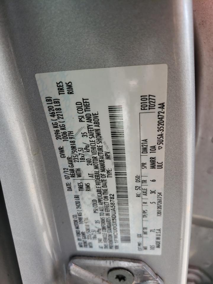 2013 Ford Escape Se VIN: 1FMCU0GX5DUA58782 Lot: 65440894