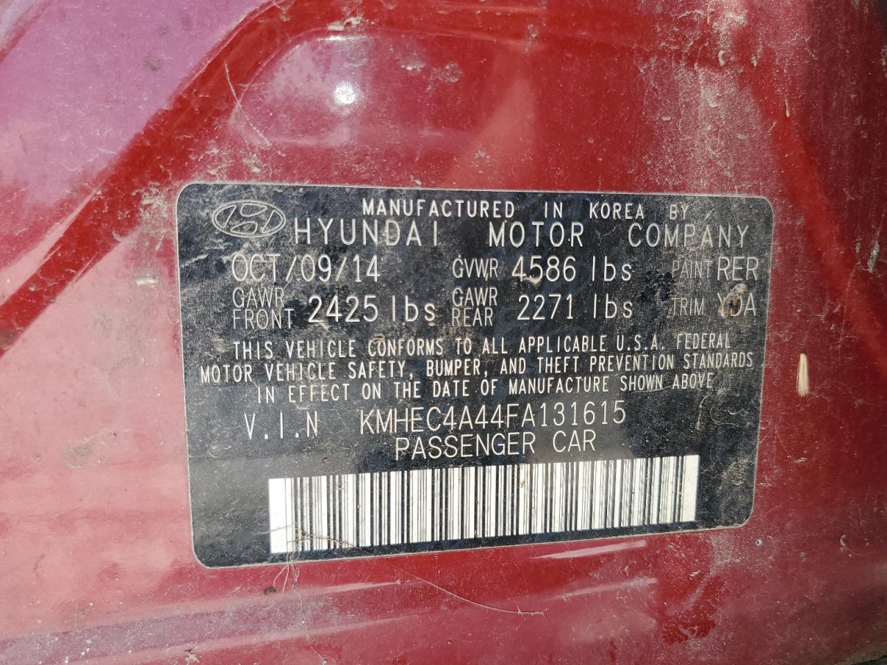 KMHEC4A44FA131615 2015 HYUNDAI SONATA - Image 13