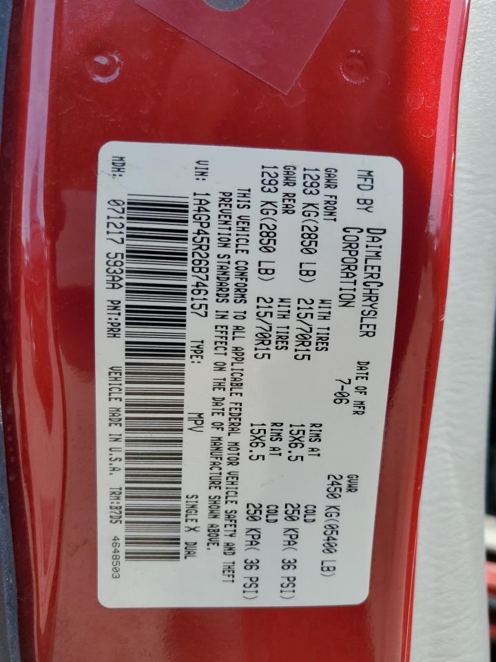 2006 Chrysler Town & Country VIN: 1A4GP45R26B746157 Lot: 67375724