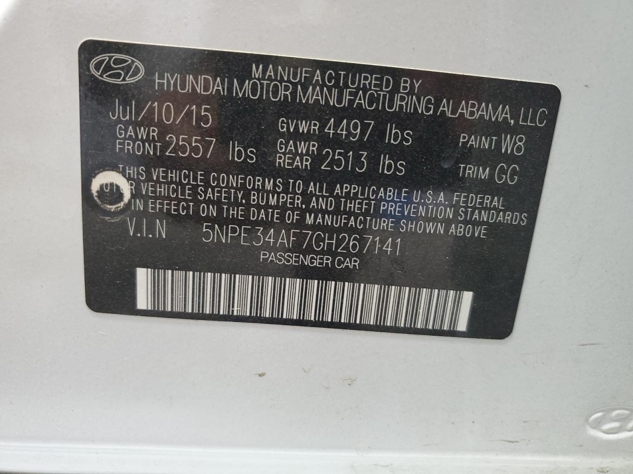 5NPE34AF7GH267141 2016 Hyundai Sonata Sport