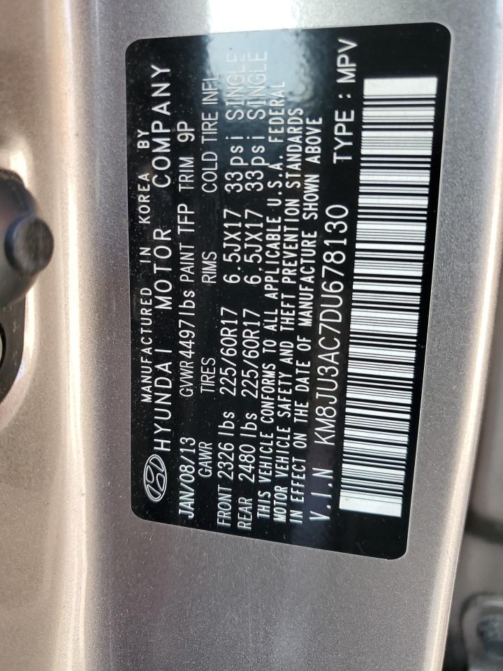 2013 Hyundai Tucson Gls VIN: KM8JU3AC7DU678130 Lot: 67344924