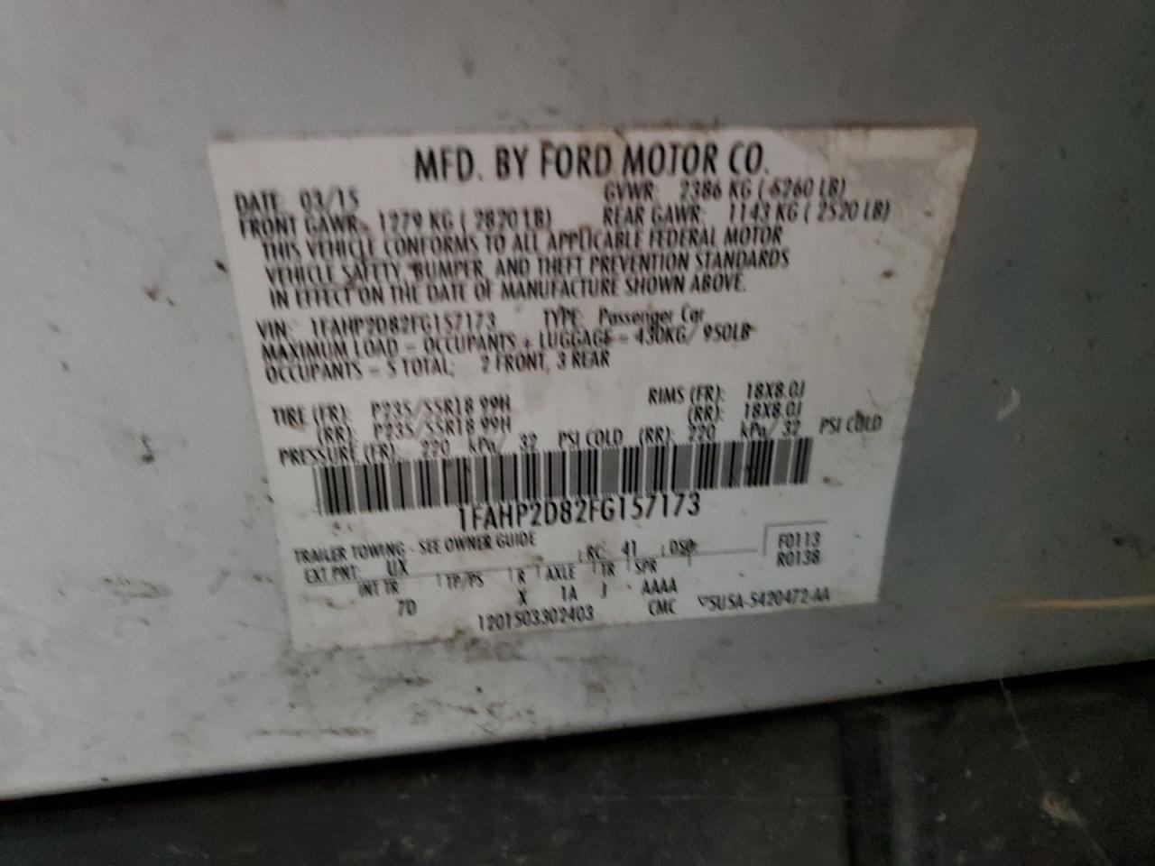 1FAHP2D82FG157173 2015 Ford Taurus Se