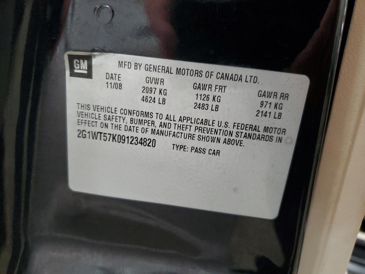 2009 Chevrolet Impala 1Lt VIN: 2G1WT57K091234820 Lot: 67147464