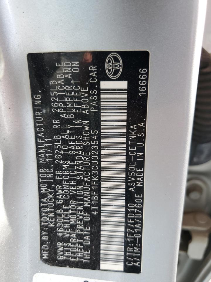 4T1BF1FK3CU023545 2012 Toyota Camry Base