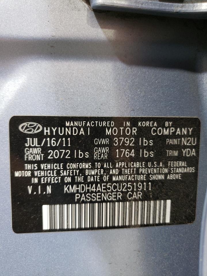 KMHDH4AE5CU251911 2012 Hyundai Elantra Gls