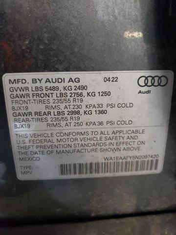 WA1EAAFY5N2097420 Audi Q5 PREMIUM 13