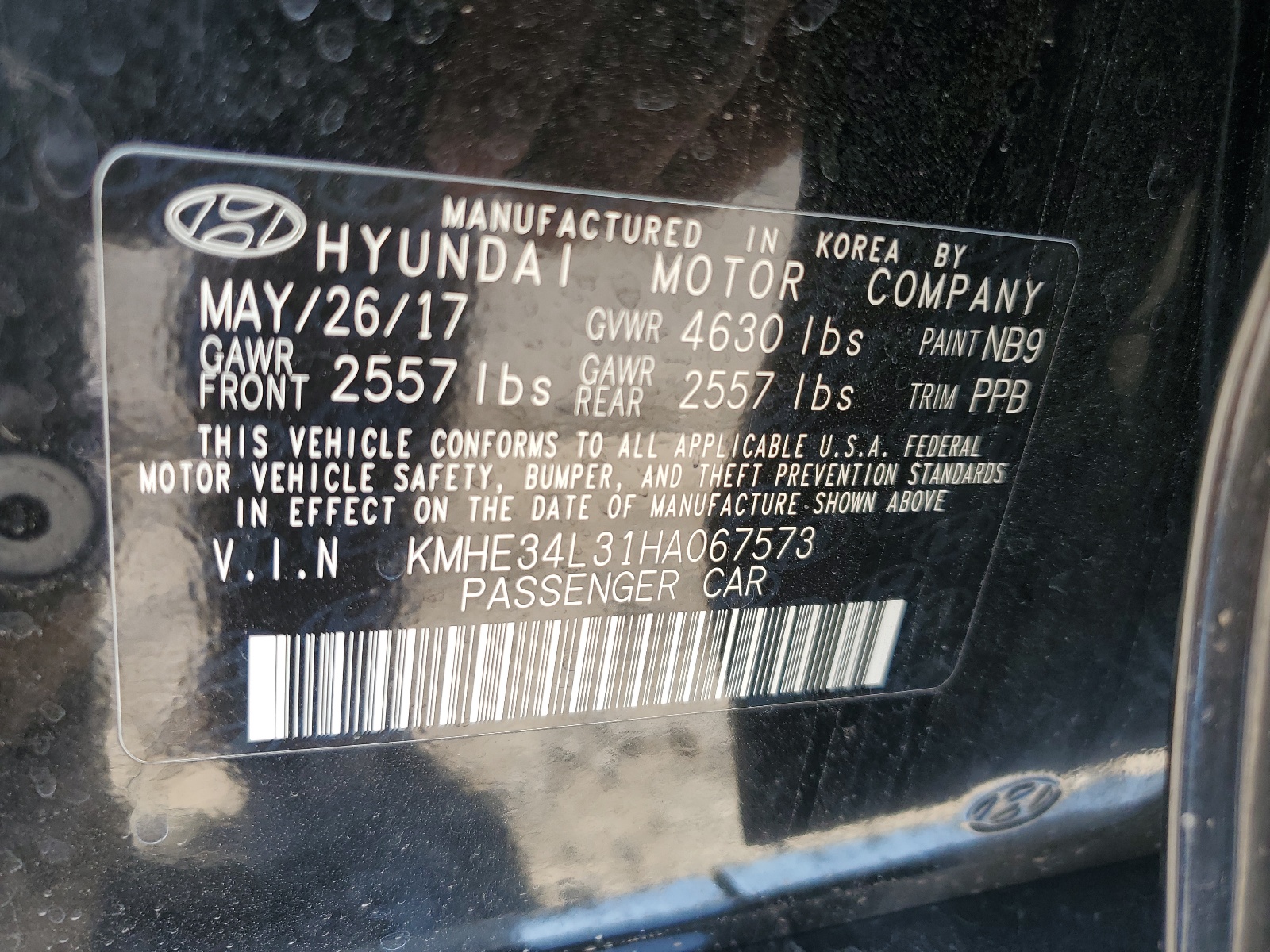 KMHE34L31HA067573 2017 Hyundai Sonata Hybrid