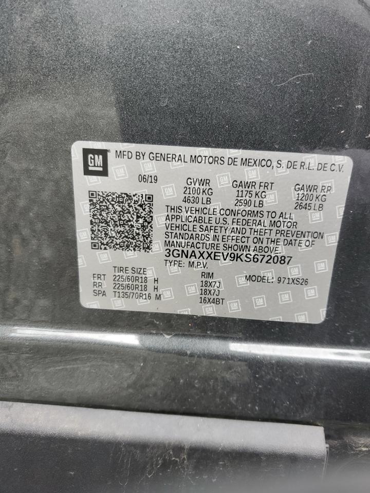 3GNAXXEV9KS672087 2019 Chevrolet Equinox Premier