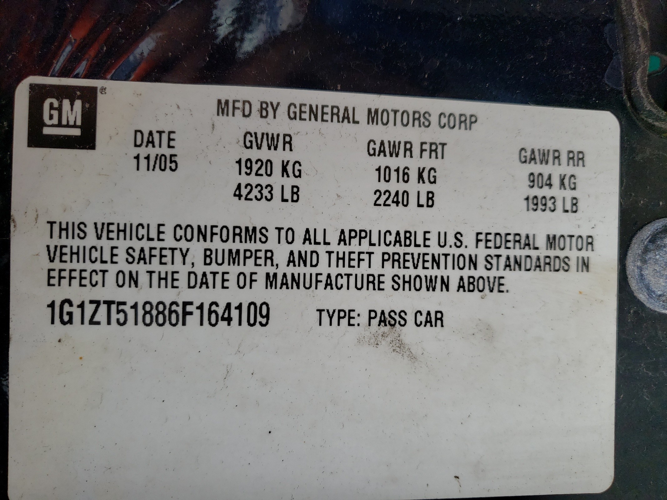 1G1ZT51886F164109 2006 Chevrolet Malibu Lt