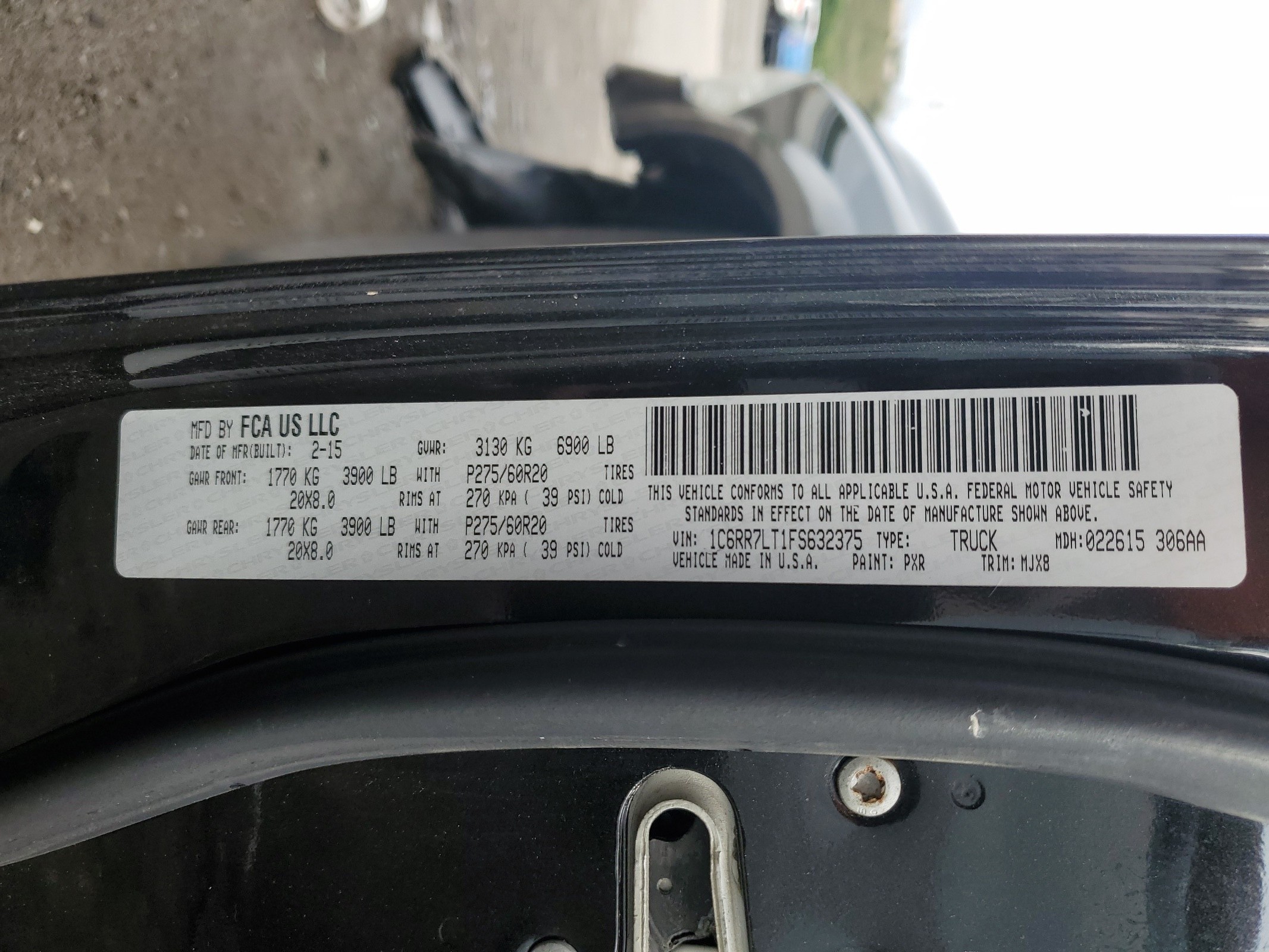 1C6RR7LT1FS632375 2015 Ram 1500 Slt