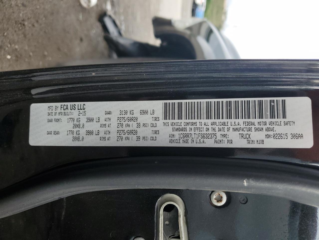 2015 Ram 1500 Slt VIN: 1C6RR7LT1FS632375 Lot: 66319774