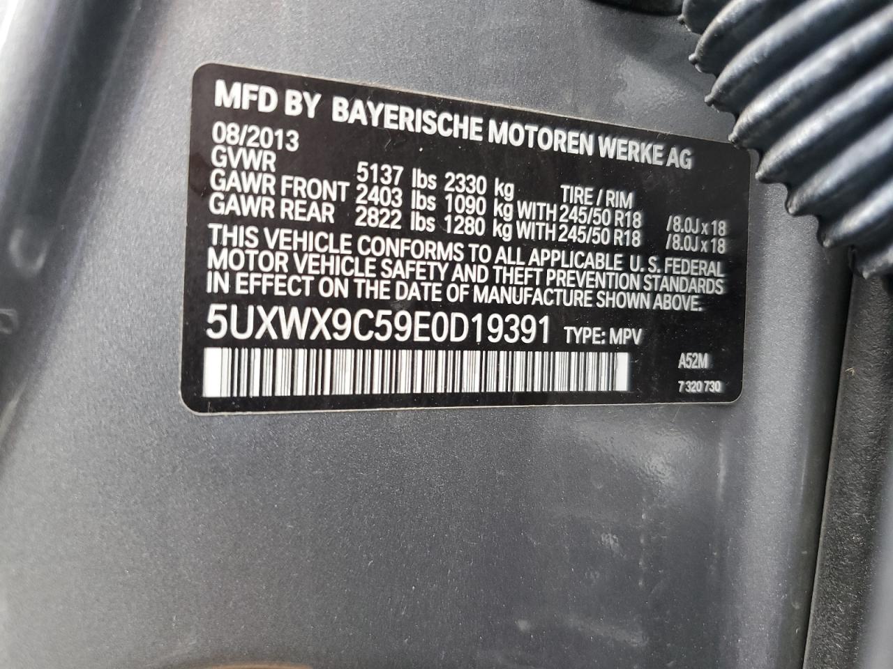 5UXWX9C59E0D19391 2014 BMW X3 xDrive28I