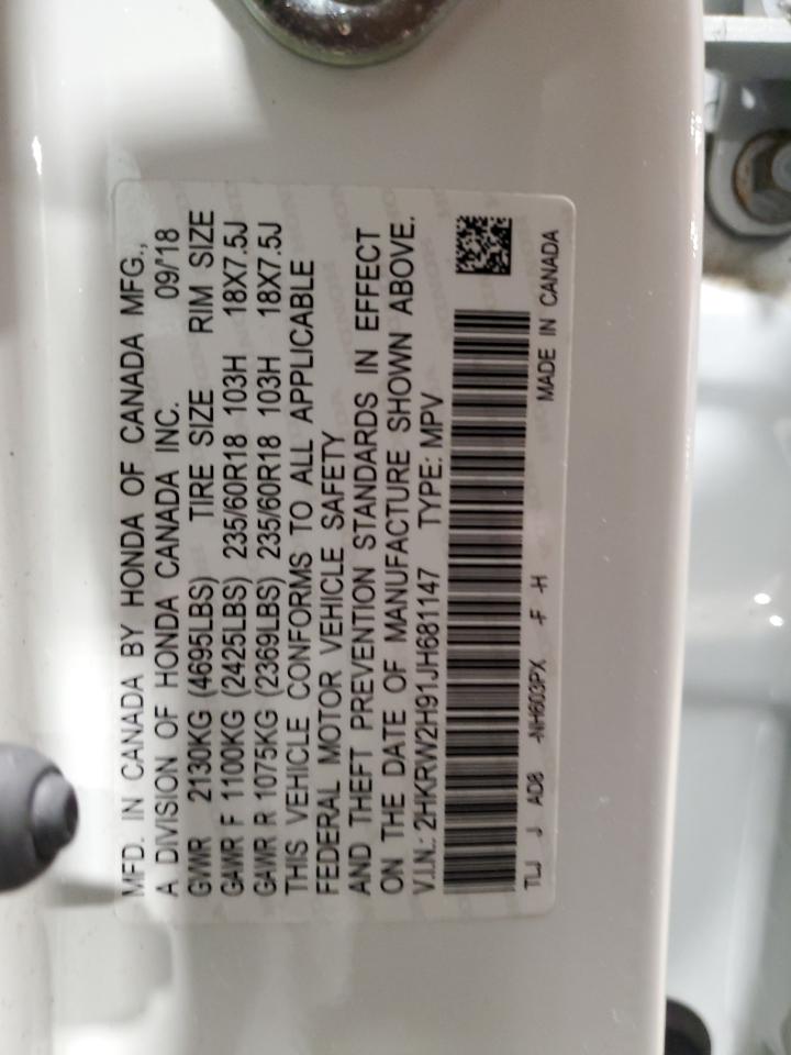 2018 Honda Cr-V Touring VIN: 2HKRW2H91JH681147 Lot: 67128084